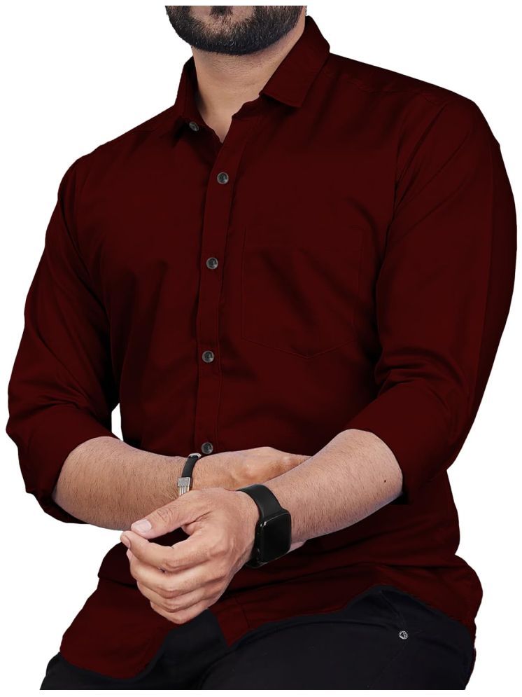     			Vida Loca Cotton Blend Slim Fit Solids Full Sleeves Men's Casual Shirt - Maroon ( Pack of 1 )