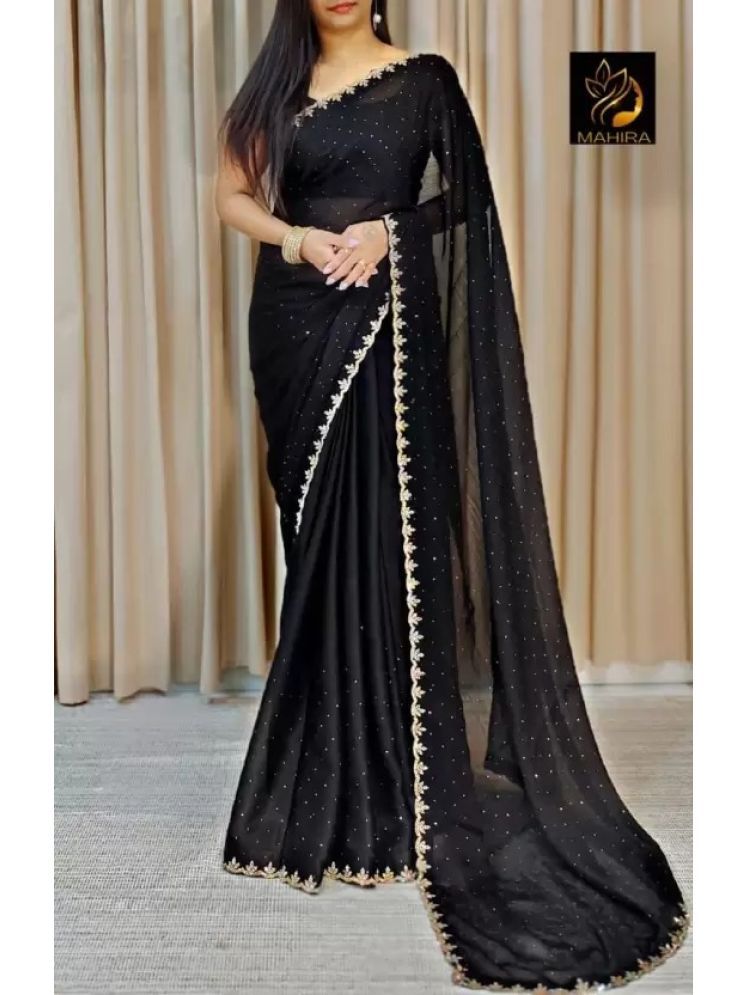     			Vkaran Pack of 1 Georgette Embellished Saree With Blouse Piece ( Black )