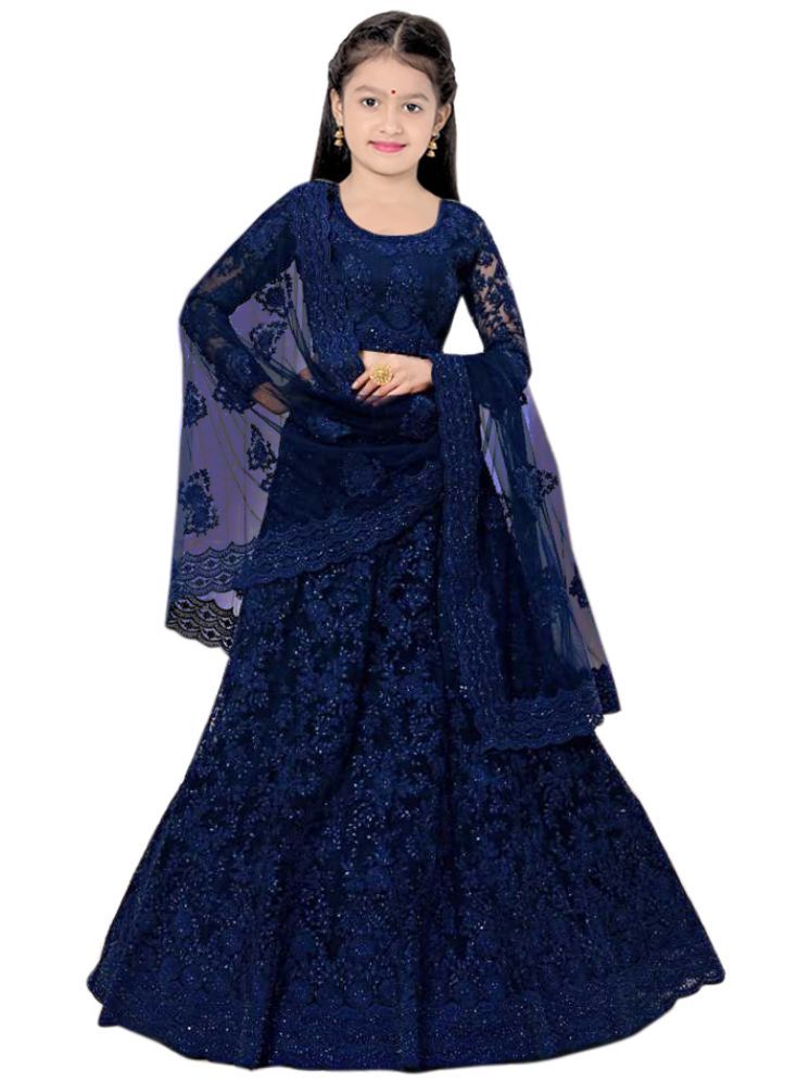     			piludi Net Lehenga Choli Set For Girls ( Pack of 1 , Blue )