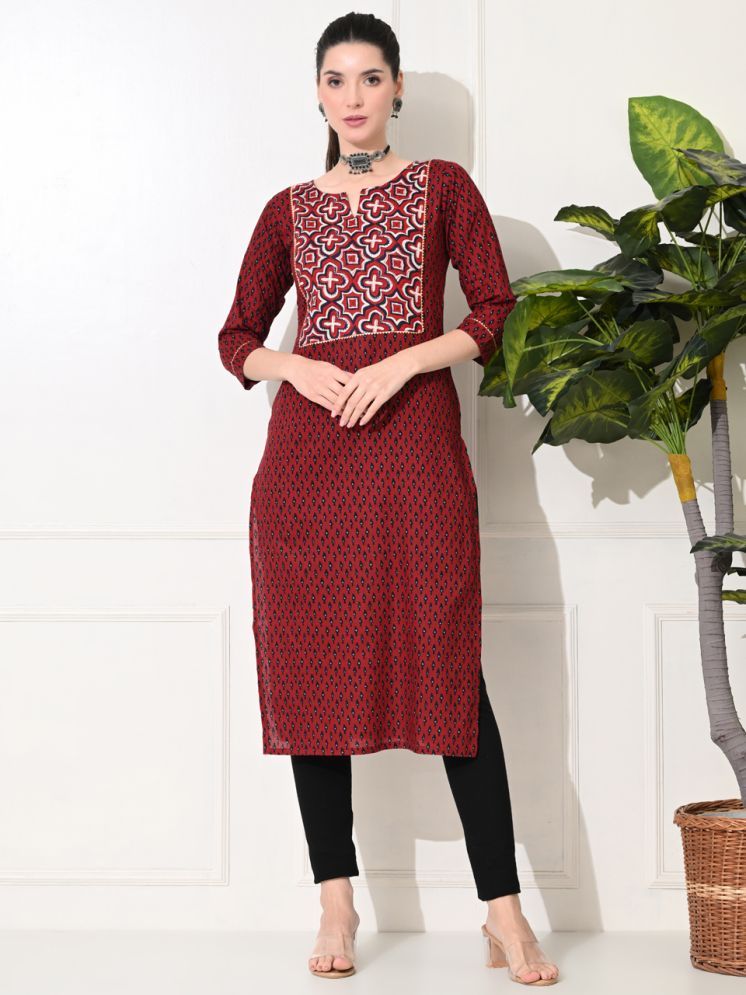     			AMTHI Pack of 1 100% Cotton Self Design A-line Women's Kurti - ( Maroon )