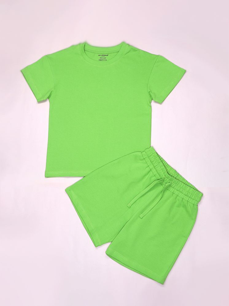     			Be Awara Pack of 1 Boys Cotton T-Shirts & Shorts Set ( Green )