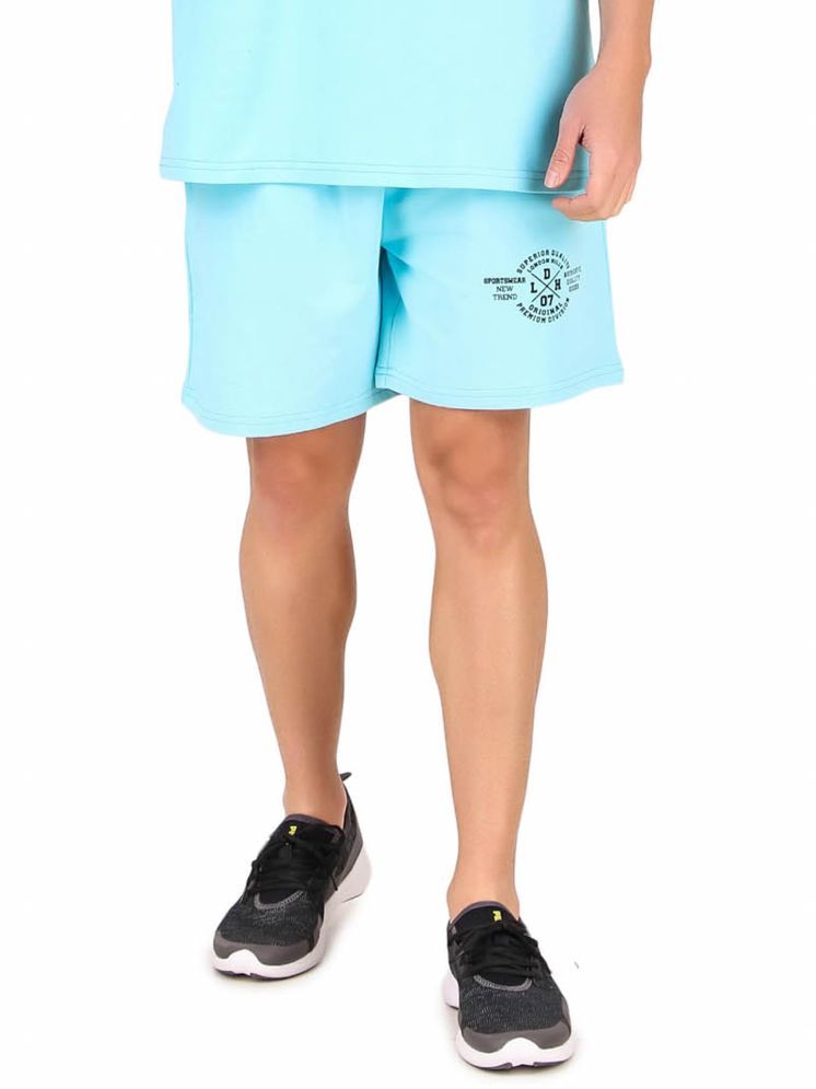     			LONDON HILLS Turquoise Cotton Blend Men's Shorts ( Pack of 1 )