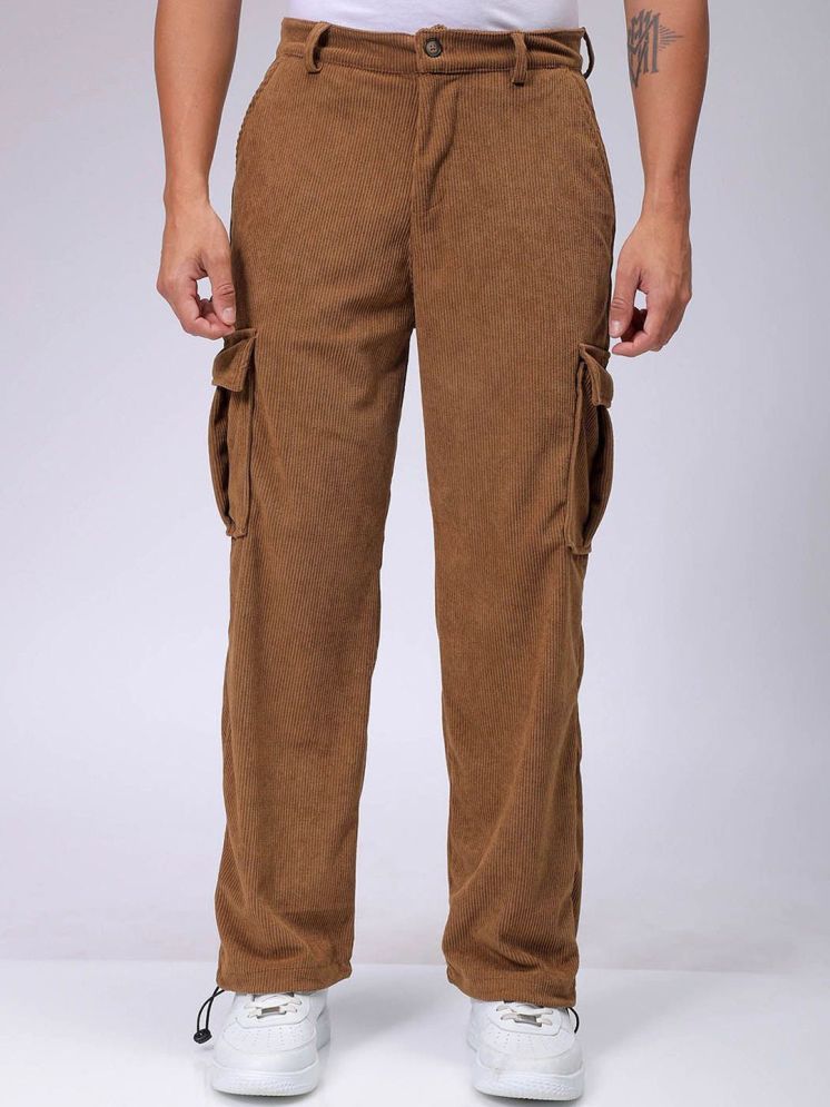     			The Indian Garage Co. Baggy Flat Men's Cargos - Brown ( Pack of 1 )