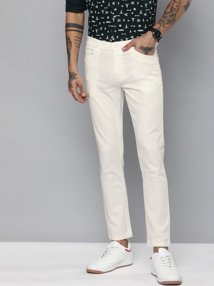     			The Indian Garage Co. Slim Flat Men's Chinos - Off White ( Pack of 1 )