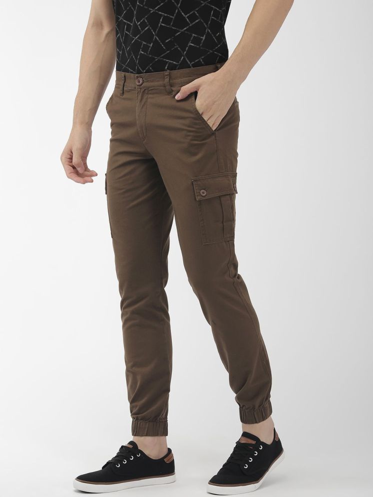     			The Indian Garage Co. Slim Flat Men's Cargos - Brown ( Pack of 1 )