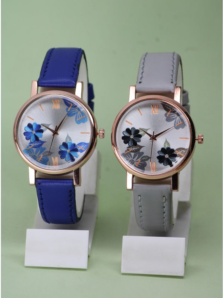     			Trex Blue PU Analog Womens Watch