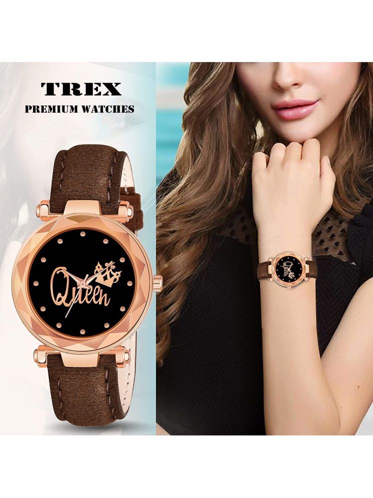     			Trex Brown PU Analog Men's Watch