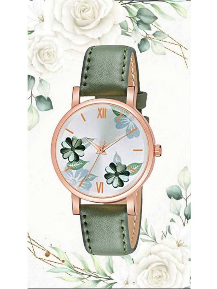     			Trex Green PU Analog Womens Watch