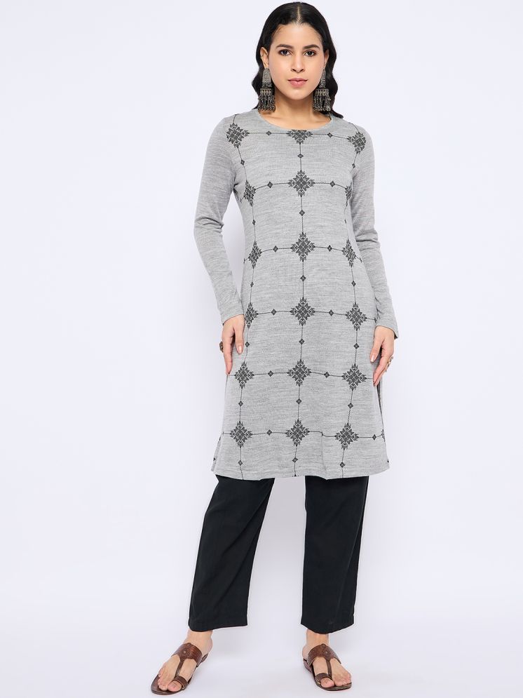     			VIAZAA Pack of 1 Acrylic Self Design A-line Women's Kurti - ( Grey )