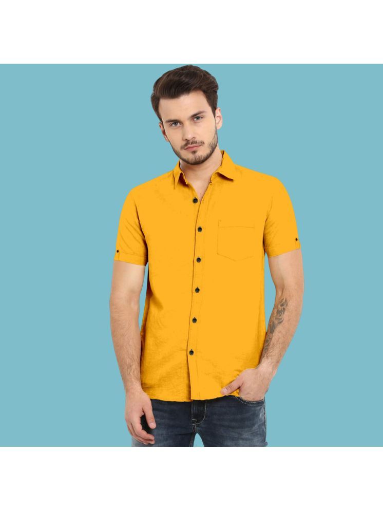     			VTEXX Cotton Blend Regular Fit Solids Half Sleeves Men's Casual Shirt - Yellow ( Pack of 1 )