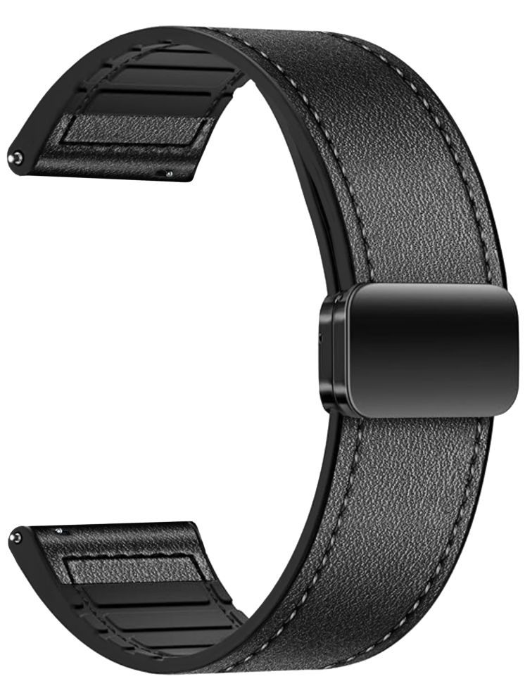     			ACM Watch Strap Leather Magnetic Silicone 20mm compatible with Acwo Fwit Play Smartwatch Belt Luxury Band Black