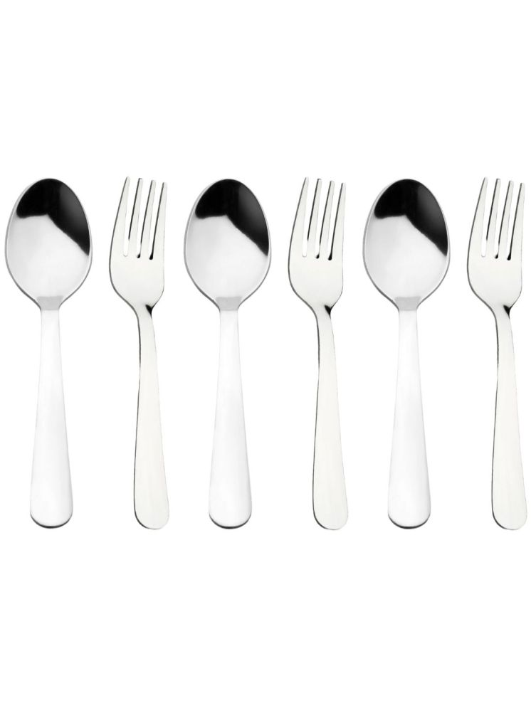     			Cutlux Cutlery Set Stainless Steel Plain Cutlery Set Silver ( Pack of 6 )