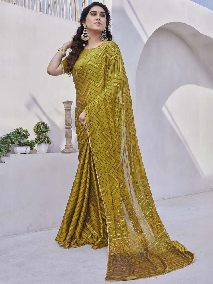     			DIKONA DESIGNER Pack of 1 Chiffon Printed Saree With Blouse Piece ( Gold )