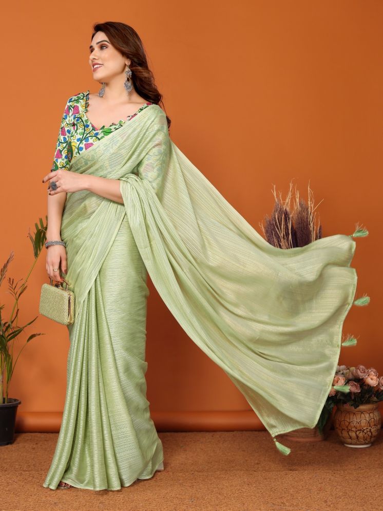     			DIKONA DESIGNER Pack of 1 Chiffon Solid Saree With Blouse Piece ( Green )