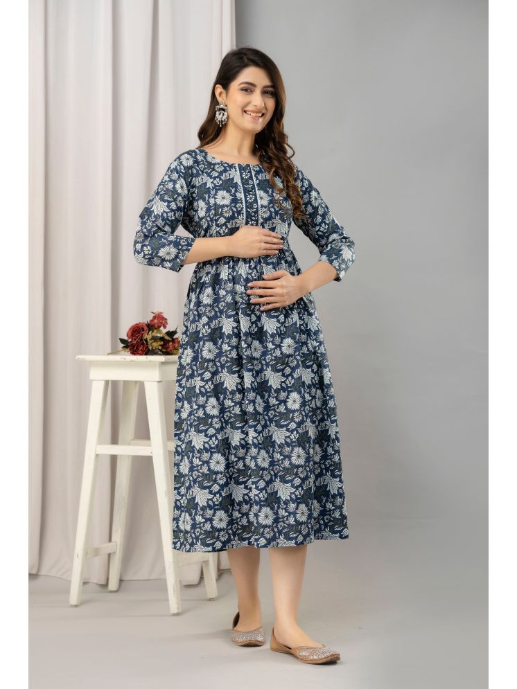     			Frionkandy Blue Cotton Women's Maternity Dress ( Pack of 1 )