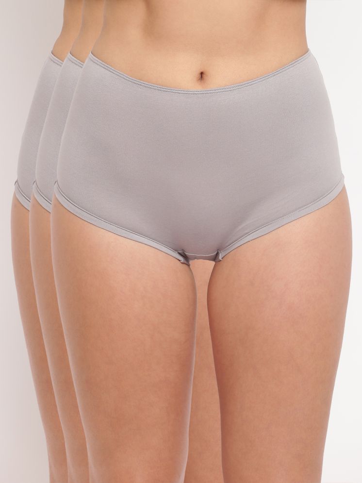     			La Intimo Pack of 3 Cotton Lycra Boy Shorts For Women ( Grey )