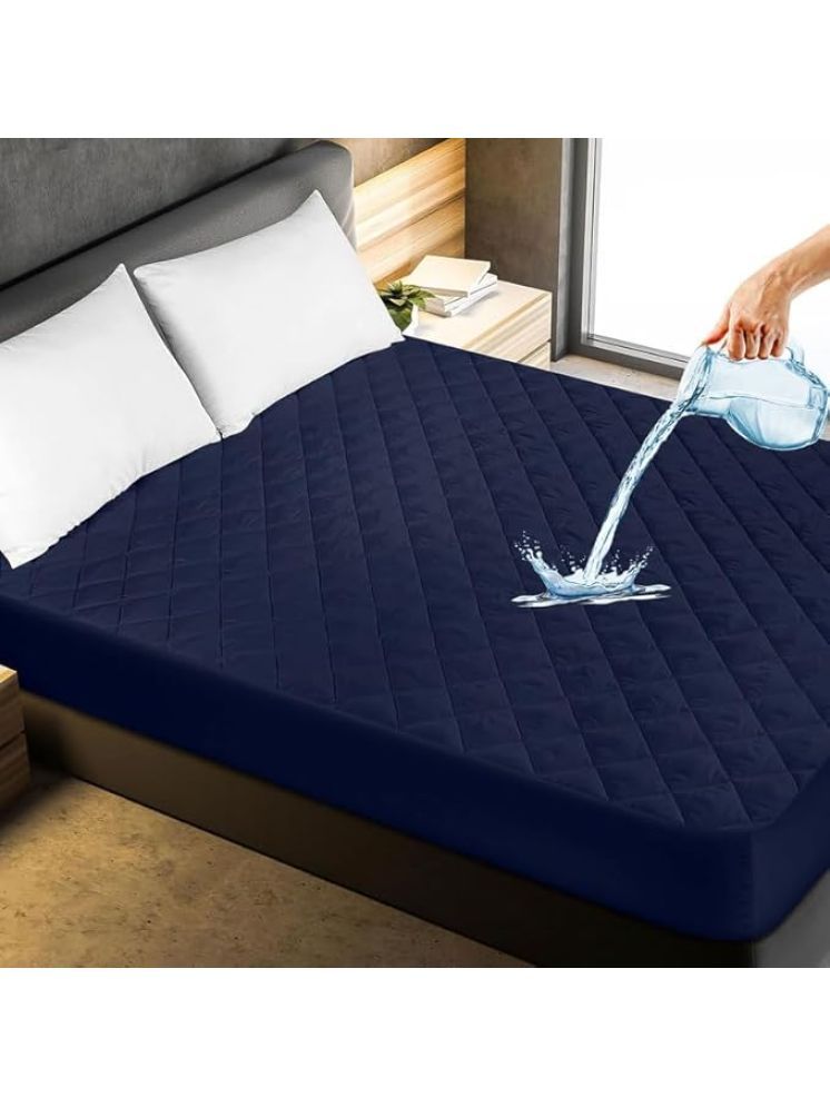     			Luxurious homes - Quilted Water Proof Double King Size Mattress Protector - 198 cm (78") x 183 cm (72") - Blue