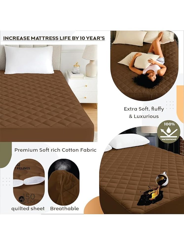     			Luxurious homes - Quilted Water Proof Double King Size Mattress Protector - 198 cm (78") x 183 cm (72") - Brown