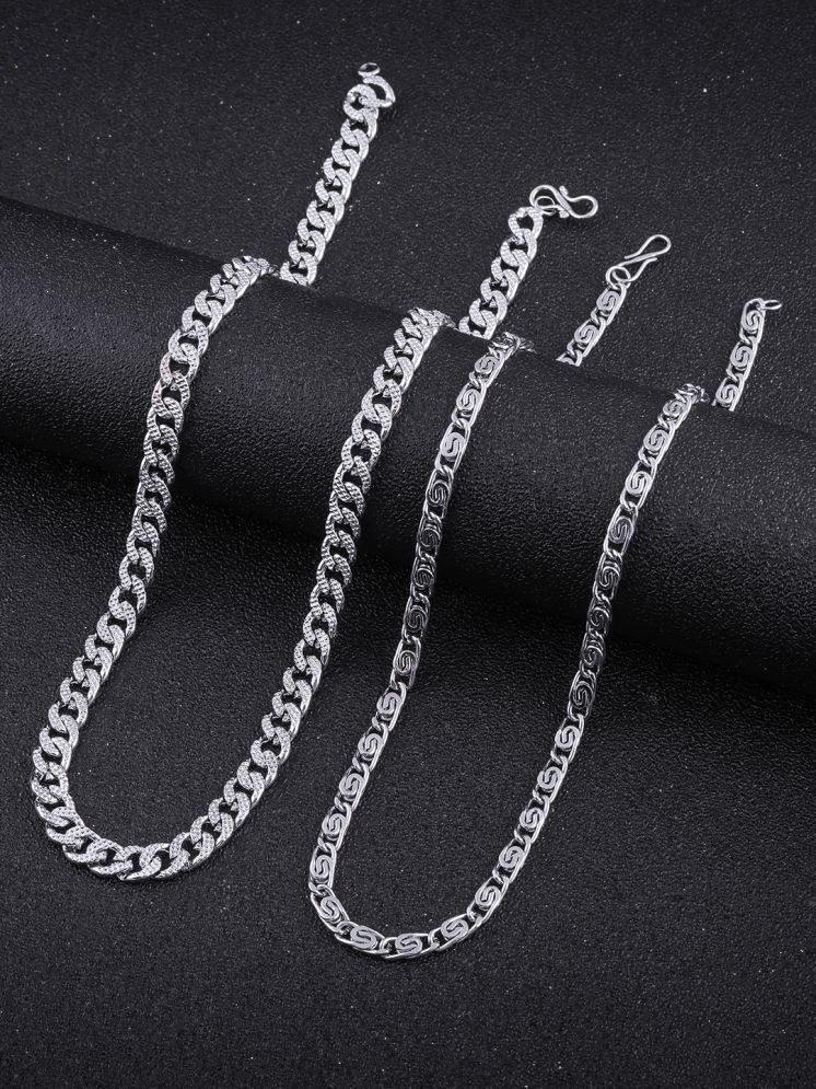     			Lyriss Rhodium Plated Brass Chain ( Pack of 2 )