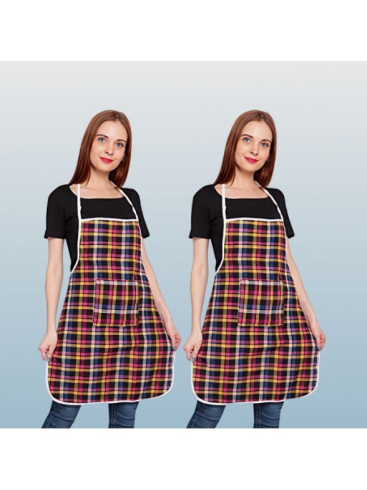     			Sanraksshan Cotton Checks Kitchen Apron with 1 Center Pocket ( Pack of 2 )