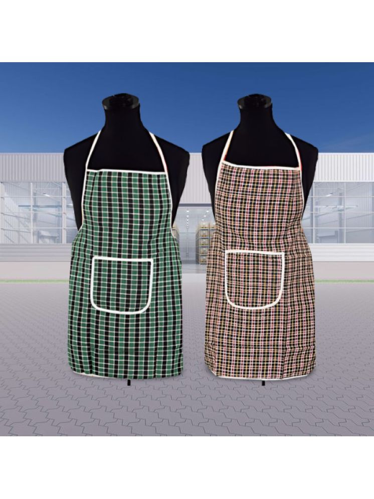     			Sanraksshan Cotton Checks Kitchen Apron with 1 Center Pocket ( Pack of 2 )