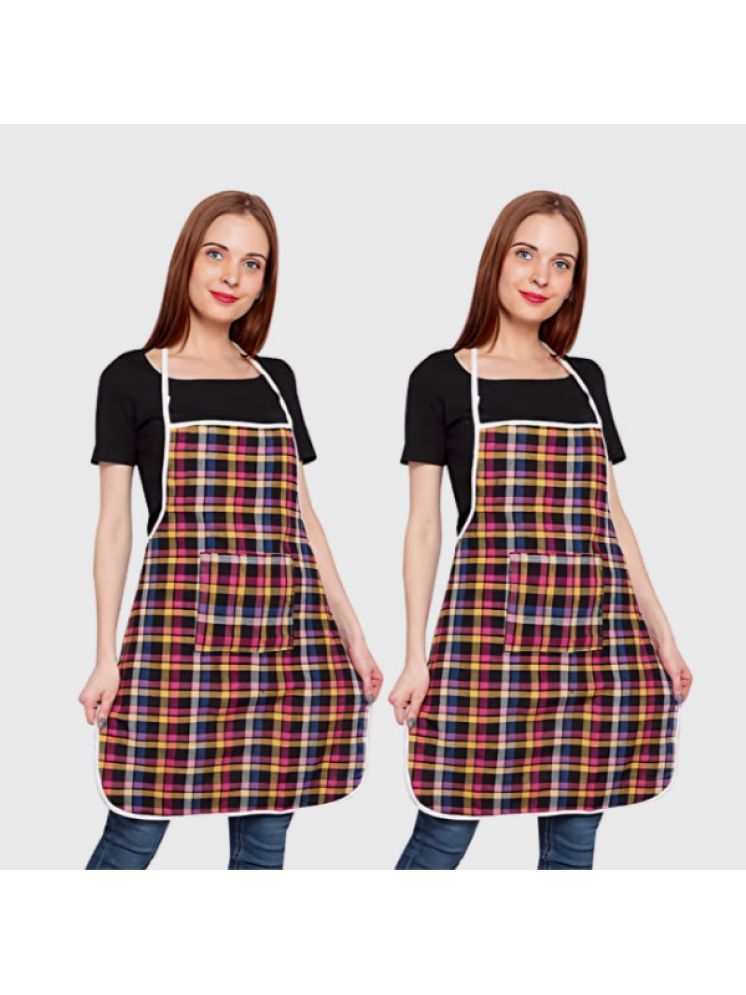     			Sanraksshan Cotton Checks Kitchen Apron with 1 Center Pocket ( Pack of 2 )