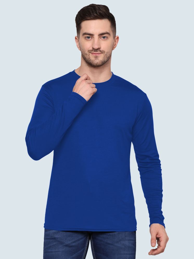     			TQH Polyester Regular Fit Solid Full Sleeves Men's Round T-Shirt - Blue ( Pack of 1 )