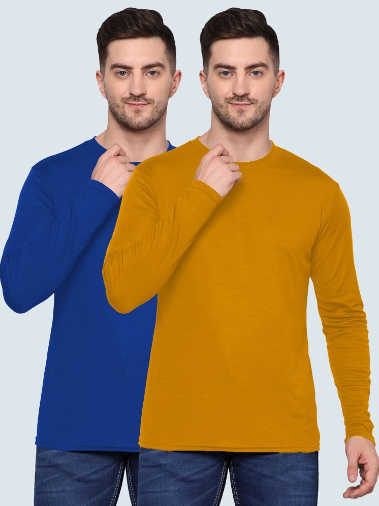     			TQH Polyester Regular Fit Solid Full Sleeves Men's Round T-Shirt - Multicolor ( Pack of 2 )