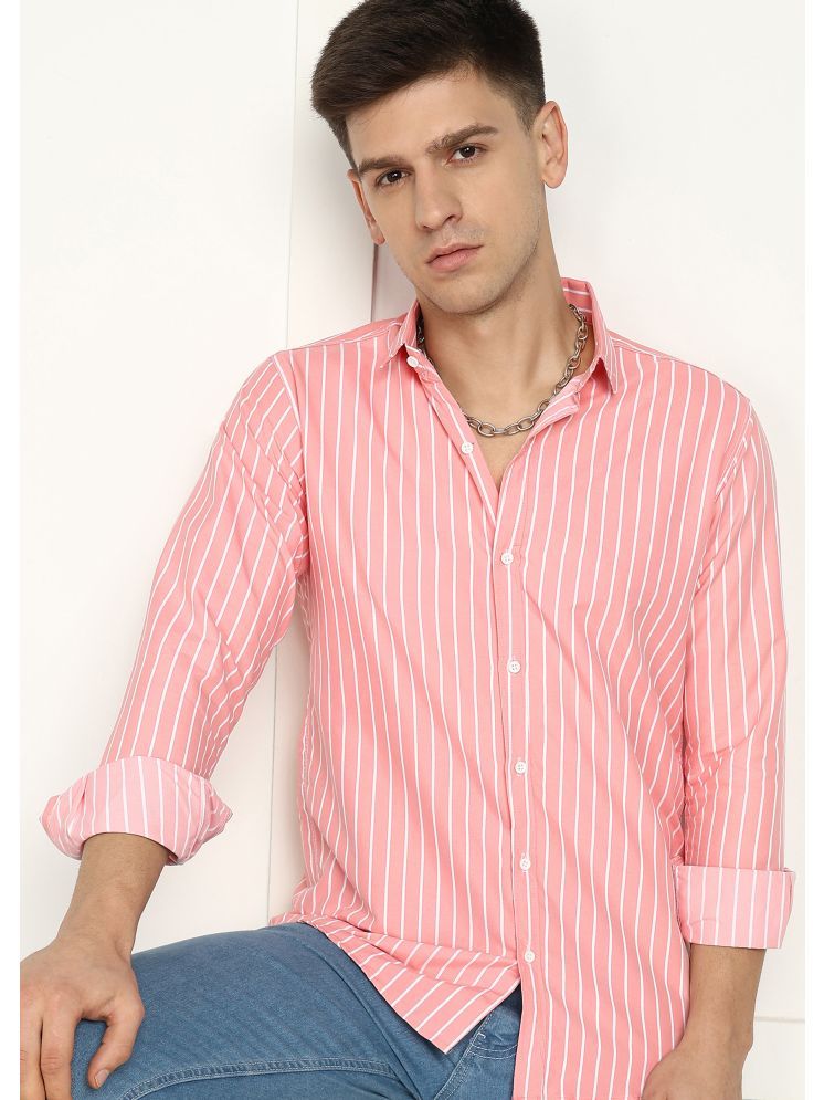     			U TURN Cotton Blend Slim Fit Striped Full Sleeves Men's Casual Shirt - Pink ( Pack of 1 )