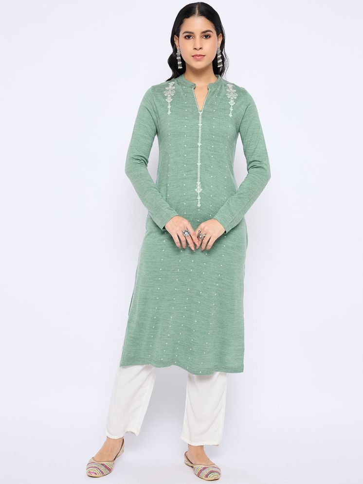     			VIAZAA Pack of 1 Acrylic Embroidered A-line Women's Kurti - ( Sea Green )