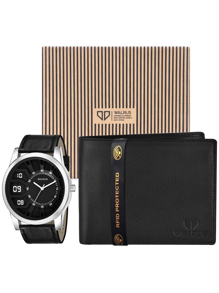     			Walrus Black PU Analog Men's Watch