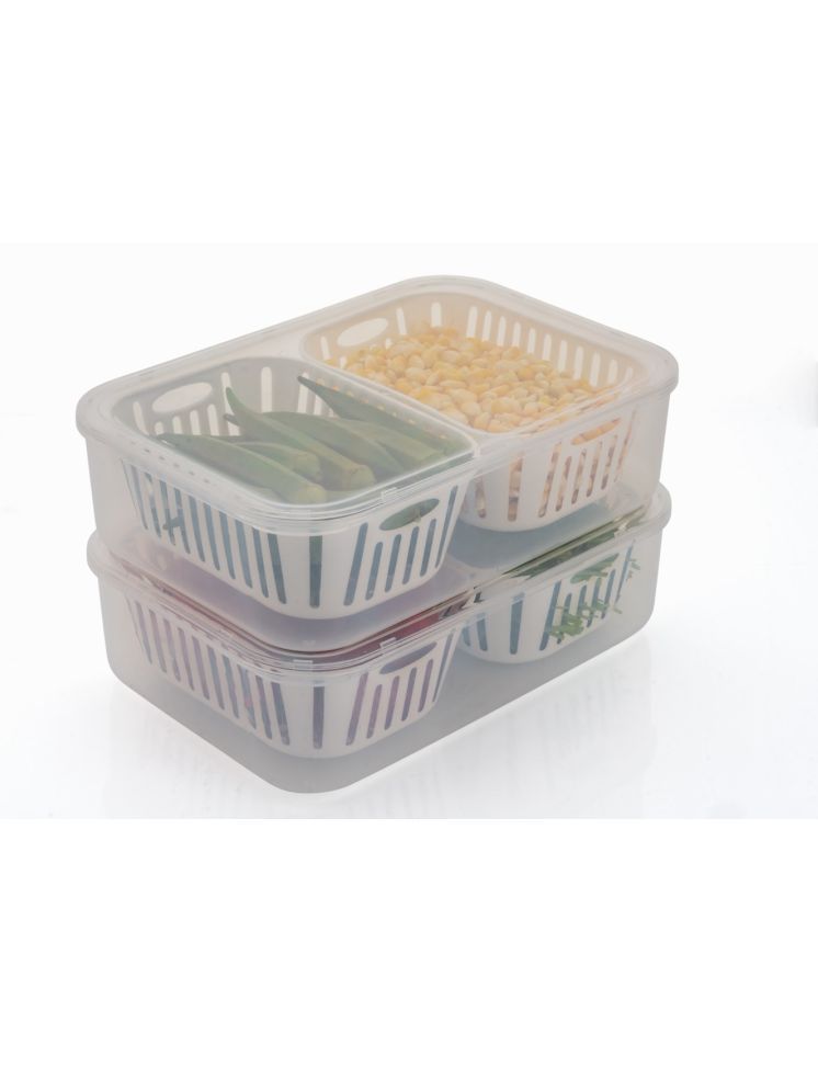     			iview kitchenware Fruit/Dry Fruit/Veg. Plastic White Multi-Purpose Container ( Set of 2 )