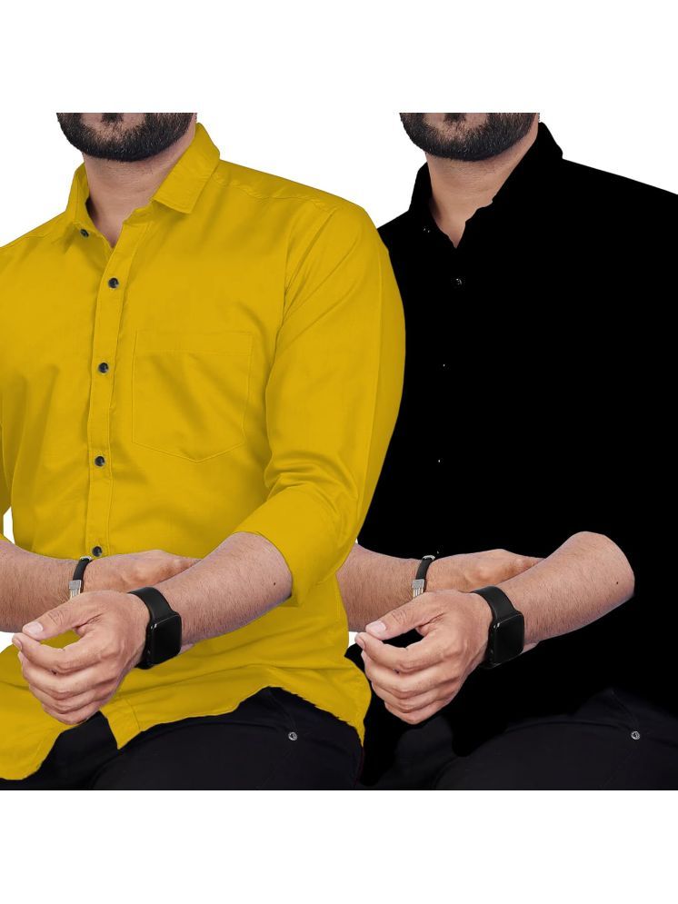     			Apektra Cotton Blend Slim Fit Solids Full Sleeves Men's Casual Shirt - Yellow ( Pack of 2 )