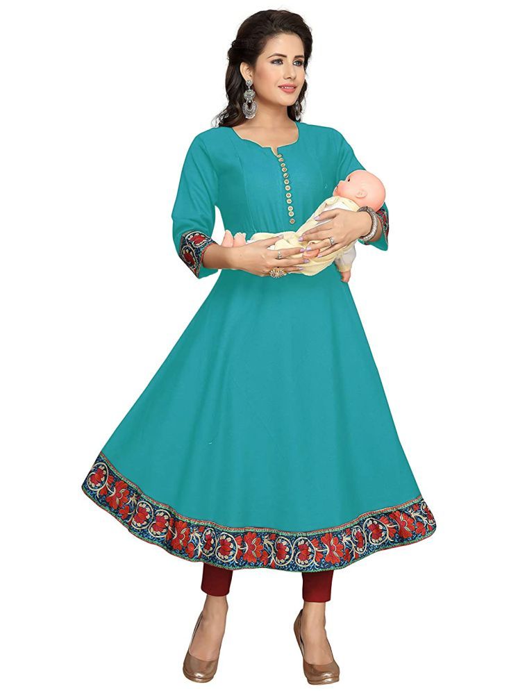     			HF Holyday Fashion Turquoise Cotton Maternity Kurta Single