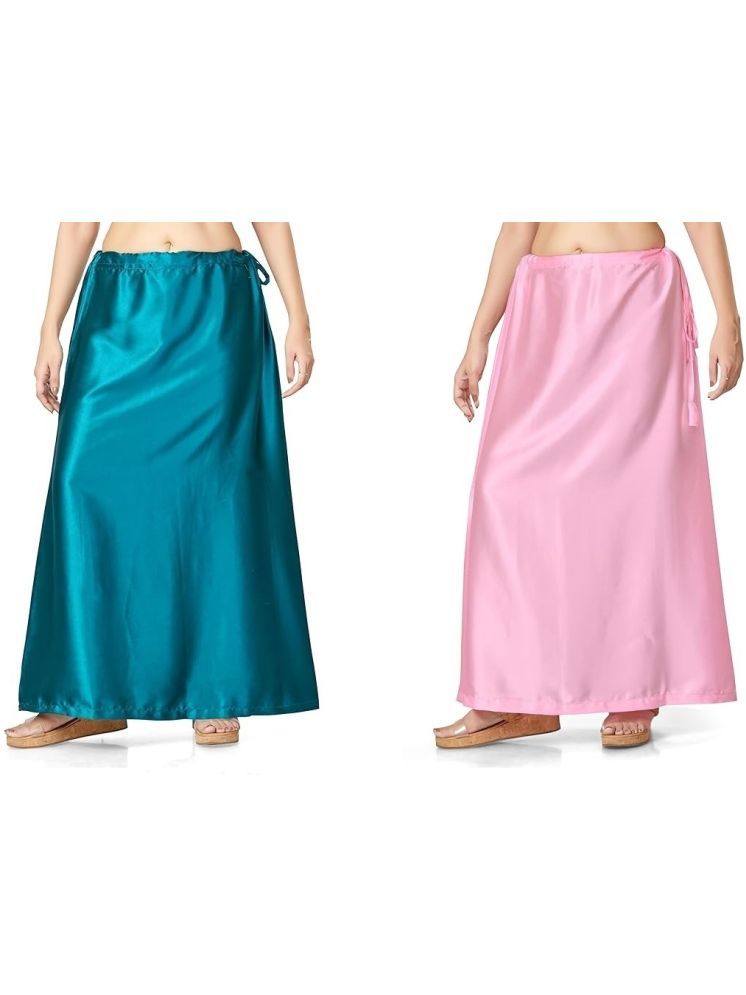     			JTG enterprises Multicoloured Satin Petticoat - Pack of 2