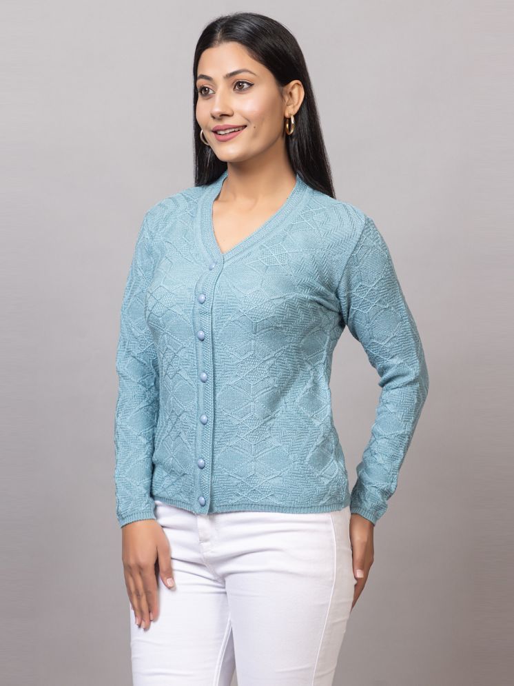     			MISDYNAMIC Woollen V Neck Women's Cardigans Dress - Blue ( Single )