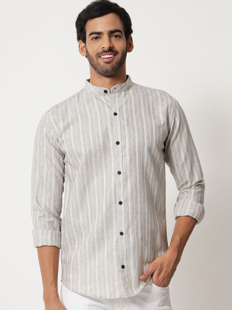     			SHANLIYA 100% Cotton Regular Fit Striped Full Sleeves Men's Casual Shirt - Grey ( Pack of 1 )