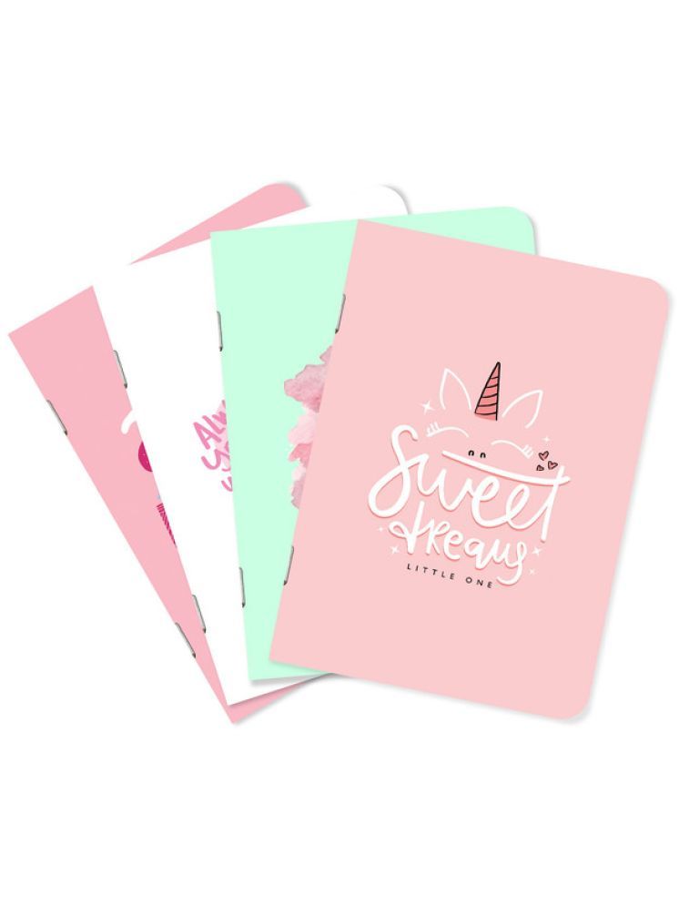     			Sketchfab A5 Handy Cute Unruled, Plain, Motivational Phrases notebooks for Everyone Set of 4 for doodling, Writing Notebooks - Matte Finished - Journal Diary Gift.(60 * 4=240 80 GSM Pages)(Sweet Dreams)