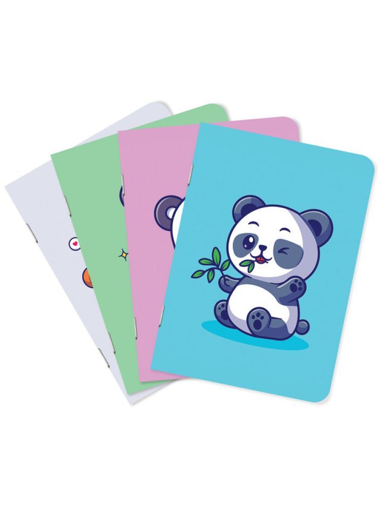     			Sketchfab A5 Handy, Easy to Carry, Floral Ruled Set of 4 for doodling, Writing, Notes, Notebooks -Matte Finished - Journal Diary, Gift.(60 * 4=240 80 GSM Pages) (Cute Panda)