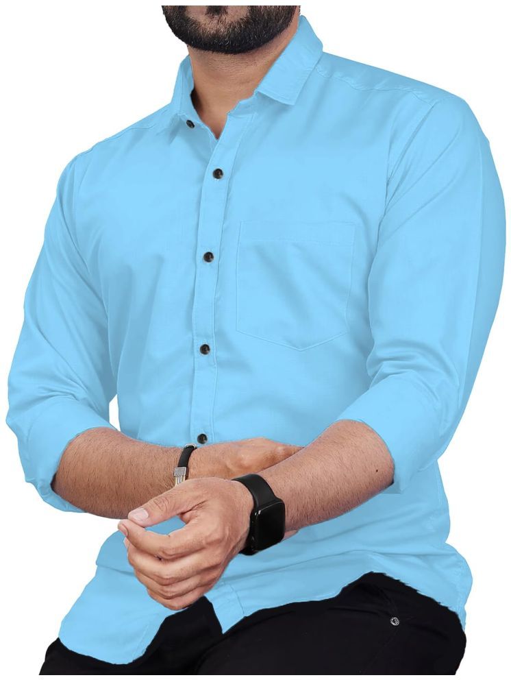     			UNI VIBE Cotton Blend Slim Fit Solids Full Sleeves Men's Casual Shirt - Blue ( Pack of 1 )