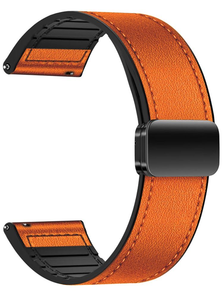     			ACM Watch Strap Leather Magnetic Silicone 22mm compatible with Zebronics Zeb Hydra Smartwatch Belt Luxury Band Orange