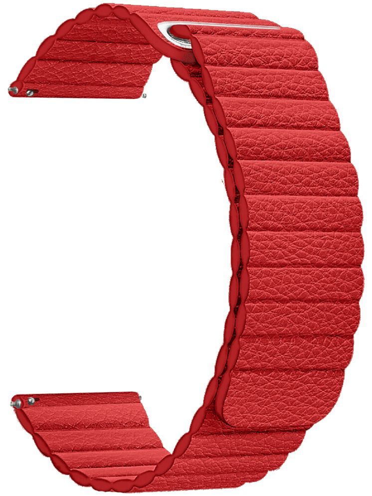     			ACM Watch Strap Magnetic Leather 22mm compatible with Maxima Max Pro Apex Smartwatch Luxury Band Red