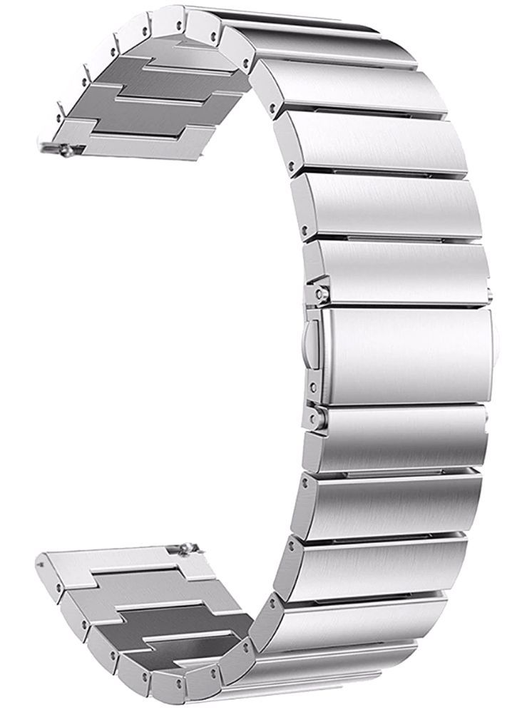     			ACM Watch Strap Stainless Steel Metal 22mm compatible with Pebble Orbit Smartwatch Belt Matte Finish Luxury Band Silver