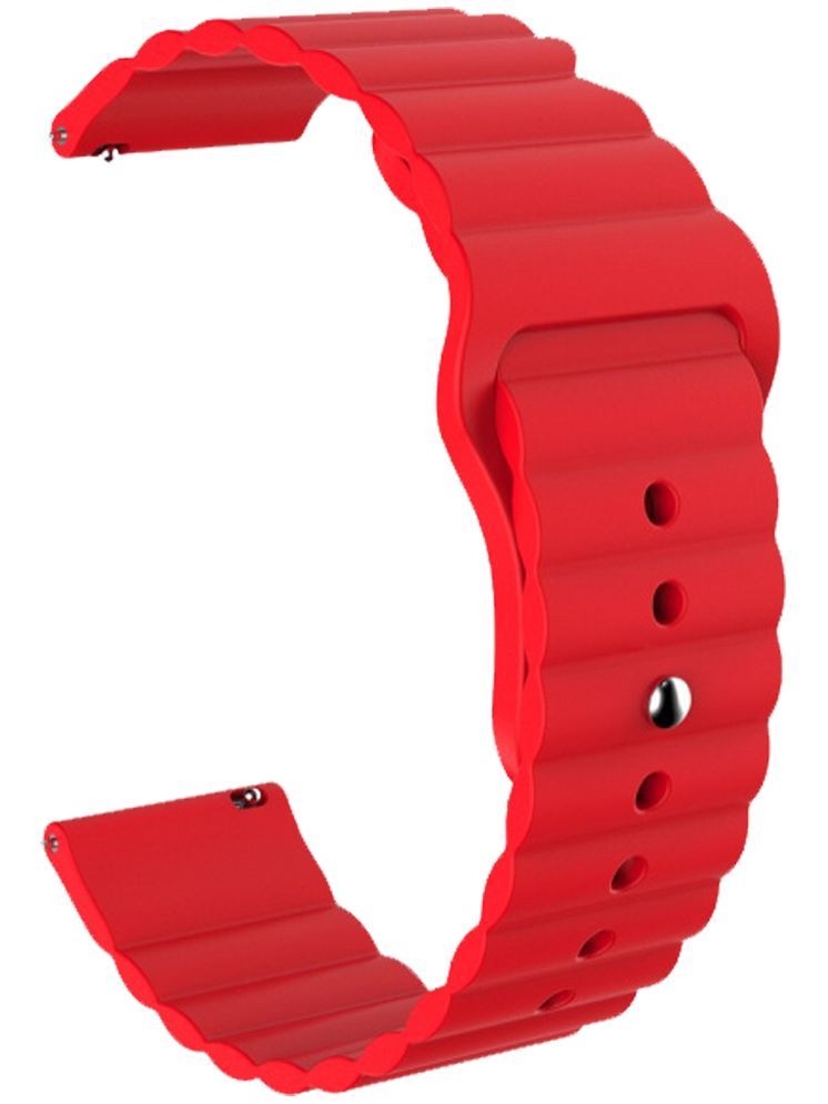     			ACM Watch Strap Wave Design Silicone Belt 22mm compatible with Fire-Boltt Spacewatch Bsw180 Smartwatch Sports Band Red