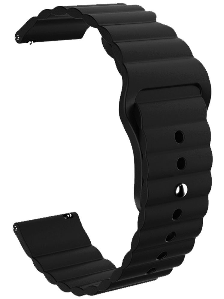     			ACM Watch Strap Wave Design Silicone Belt 22mm compatible with Pebble Ultra Rapid Smartwatch Sports Band Black