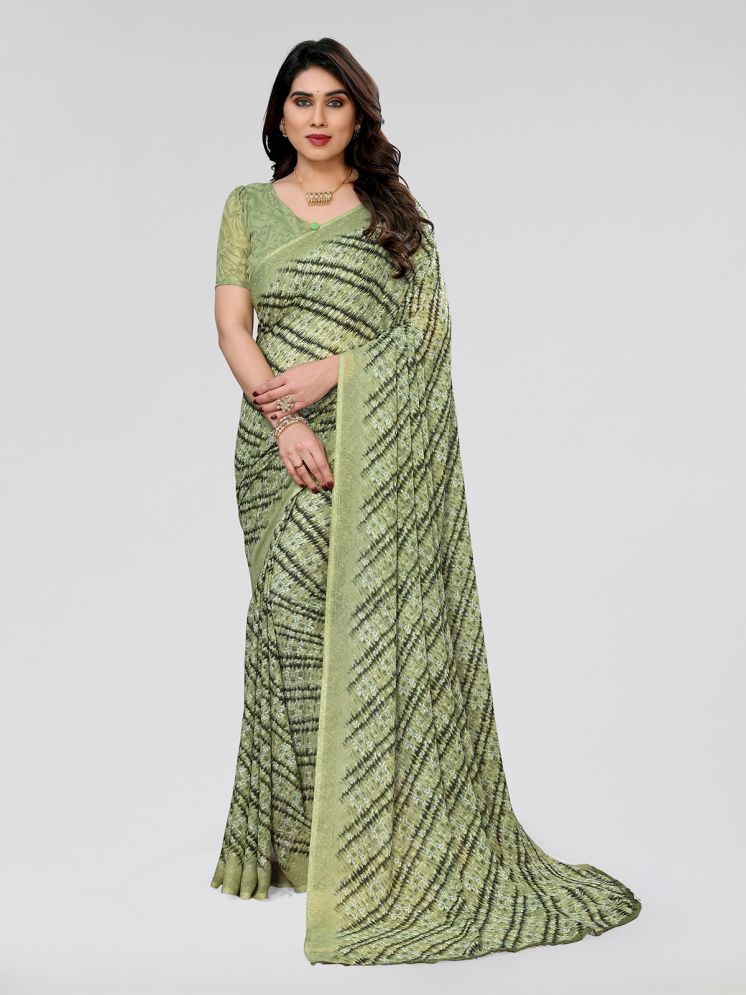     			ANAND SAREES Pack of 1 Georgette Printed Saree With Blouse Piece ( Green )