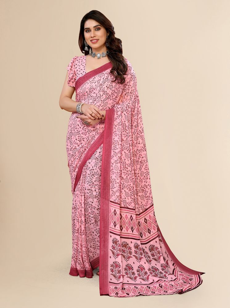     			ANAND SAREES Pack of 1 Georgette Printed Saree With Blouse Piece ( Pink )