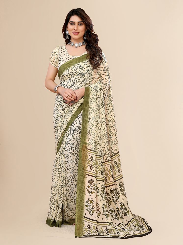     			ANAND SAREES Pack of 1 Georgette Printed Saree With Blouse Piece ( Green )