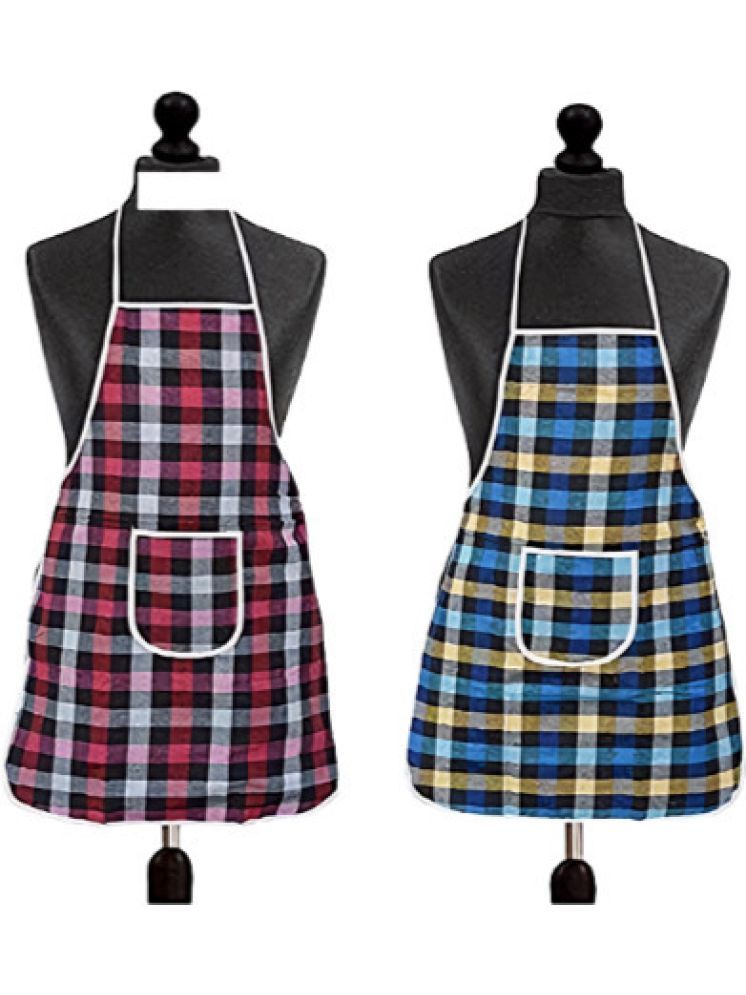     			CreadCraft Cotton Checks Kitchen Apron with 1 Center Pocket ( Pack of 2 )