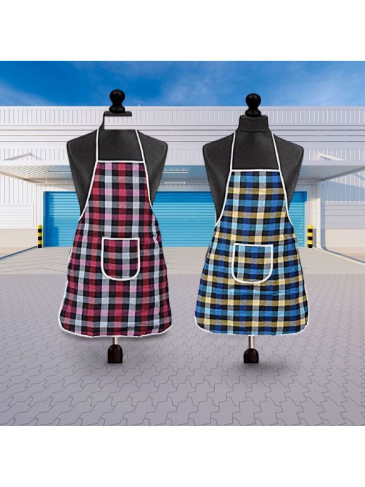     			CreadCraft Cotton Checks Kitchen Apron with 1 Center Pocket ( Pack of 2 )